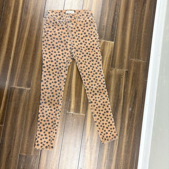 Size 23 MADEWELL 10" High-Rise Skinny Jeans in Leopard Tan Cut - Picture 2 of 10